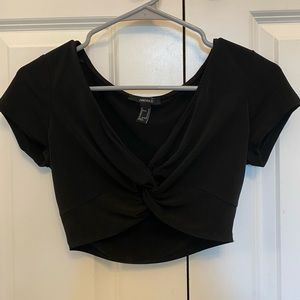 Medium Forever 21 Black Knotted Crop Top